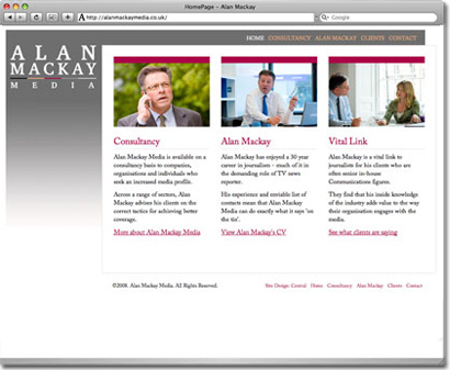 Alan Mackay screengrab of website